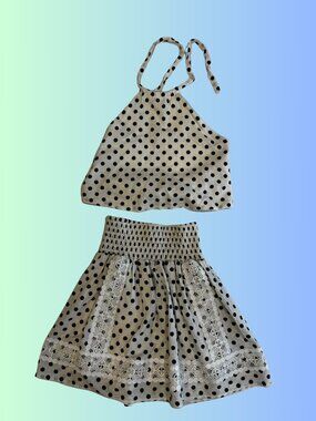 Sabz Kids Polka Dot Halter Top Shorts Set 10 12 NWT